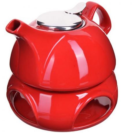 Чайник заварочный LORAINE, 950 мл, с подогревом, красный