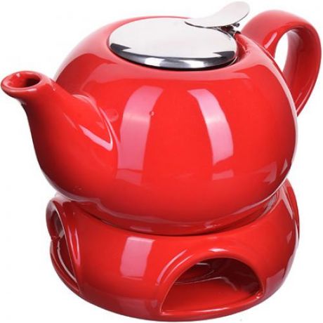 Чайник заварочный LORAINE, 800 мл, с подогревом, красный