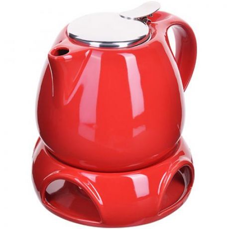 Чайник заварочный LORAINE, 750 мл, с подогревом, красный