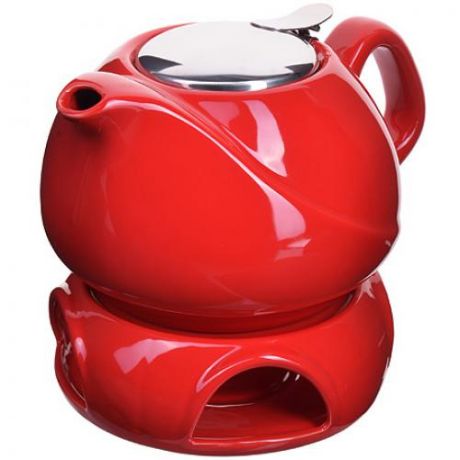 Чайник заварочный LORAINE, 750 мл, подогрев, красный