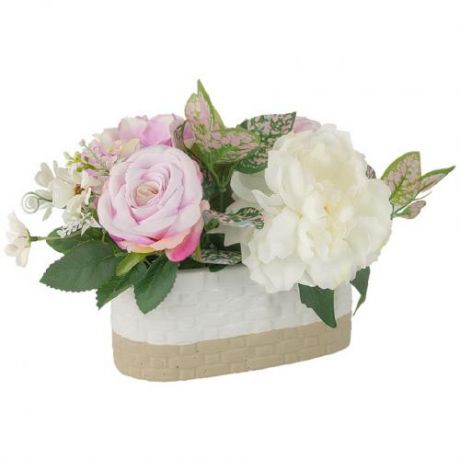 Декоративные цветы Dream Garden, Пион и гортензии, 40*25*25 см, в керамической вазе