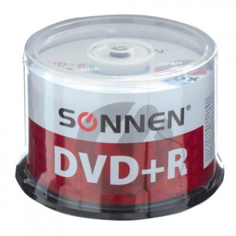 Диски DVD+R SONNEN, Cake Box, 16x, 4,7 Gb, 50 шт