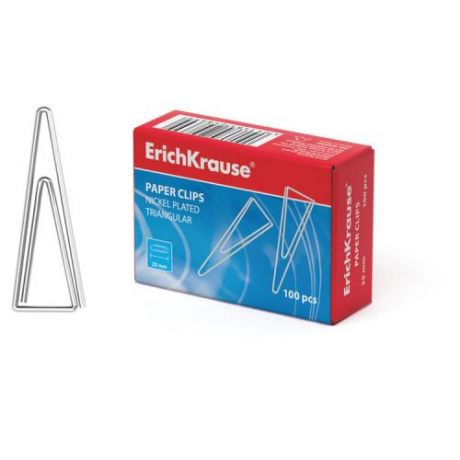 Скрепки ErichKrause, 25 мм, 100 шт, треугольные