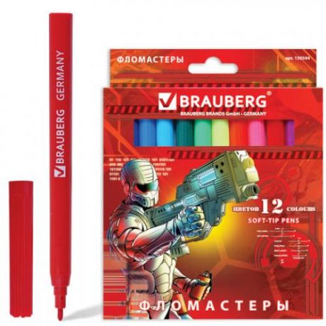 Фломастеры BRAUBERG, Star Patrol, 12 цветов