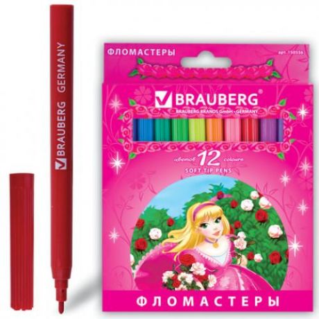 Фломастеры BRAUBERG, Rose Angel, 12 цветов