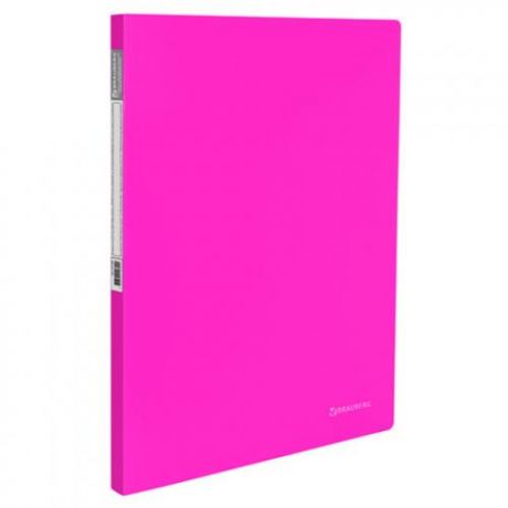 Папка BRAUBERG, Neon, А4, 100 листов, с металлическим скоросшивателем, розовый