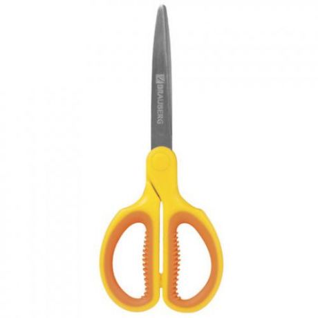Ножницы BRAUBERG, Extra, 15,5 см, оранжево-желтый