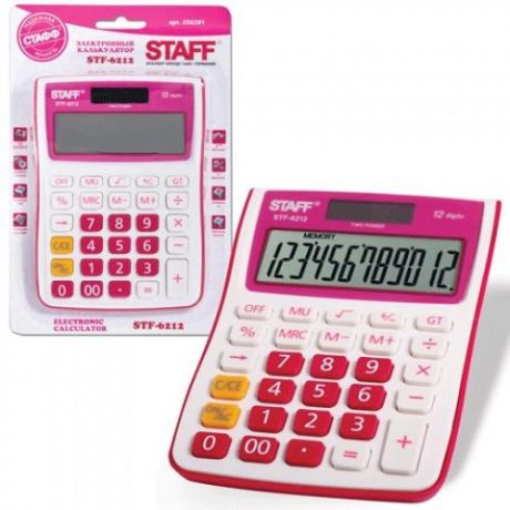 Калькулятор настольный STAFF, STF-6212, 14,8*10,5 см