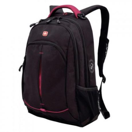 Рюкзак WENGER, 32*15*46 см, черный, розовые вставки