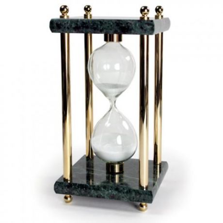 Часы песочные Galant, на 15 минут, зеленый мрамор с золотистой отделкой