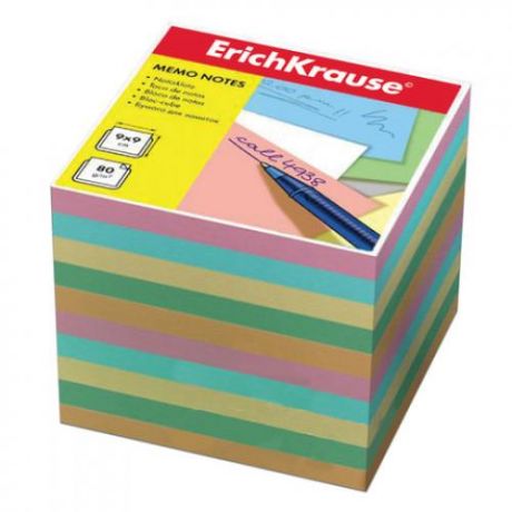 Блок для записей ErichKrause, 9*9*9 см, без подстаки, цветной