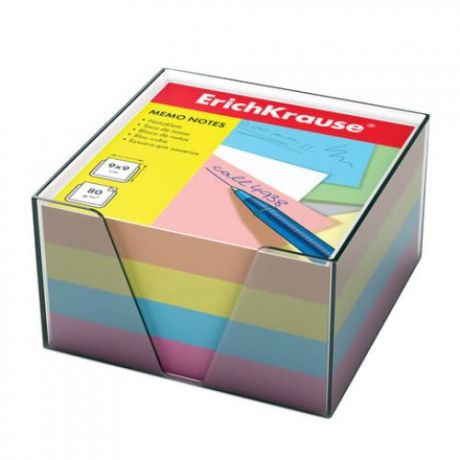 Блок для записей ErichKrause, 9*9*5 см, с подставкой, цветной