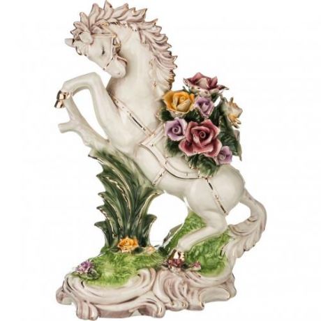 Статуэтка Lefard, Белый конь в цветах, 62 см