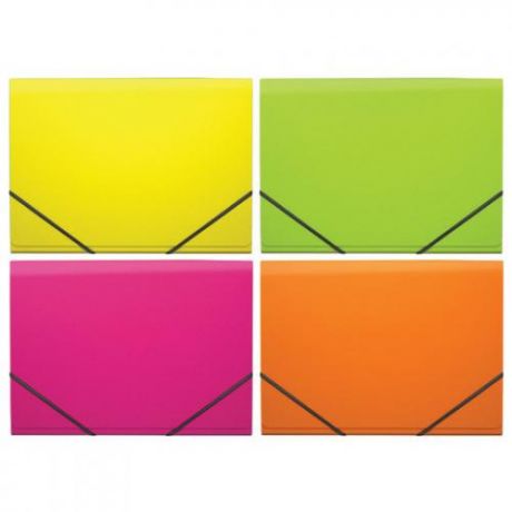 Папка ErichKrause, Glance Neon, А4, 600 мкм, 300 листов, 6 отделений, на резинках, разноцветный