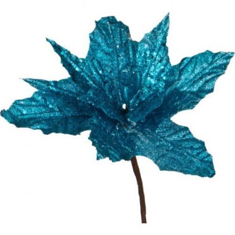 Новогоднее украшение Lefard, Пуансетия, 25 см, на клипсе, синий
