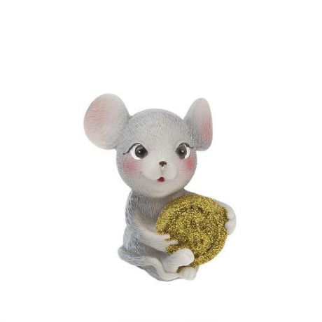 Фигурка декоративная Monte Christmas, Мышка с монетой, 6*5*8,5 см