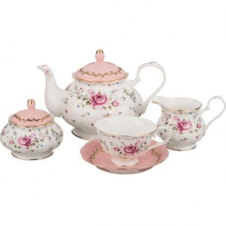 Чайный сервиз Lefard, Мейланд, 15 предметов, белый/розовый