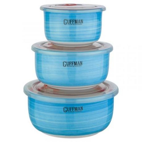 Набор контейнеров для продуктов GUFFMAN, Ceramics, 3 предмета, синий/красный