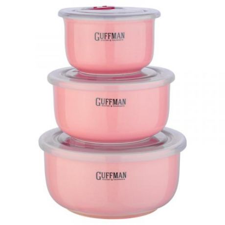 Набор контейнеров для продуктов GUFFMAN, Ceramics, 3 предмета, розовый/красный