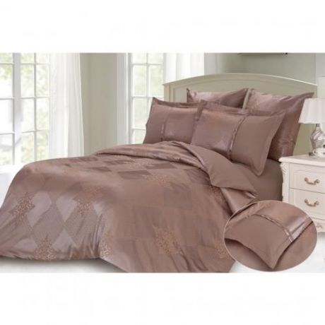 Комплект постельного белья двуспальный-евро АльВиТек, коричневый орнамент