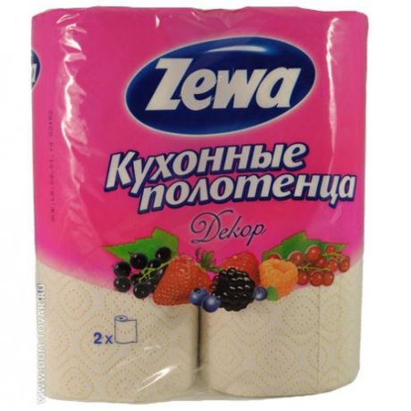 Полотенца бумажные Zewa, 2 шт, цветное теснение