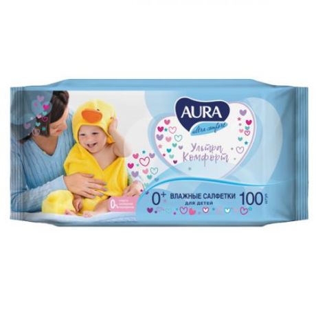 Салфетки влажные детские AURA, Ultra Comfort, 100 шт