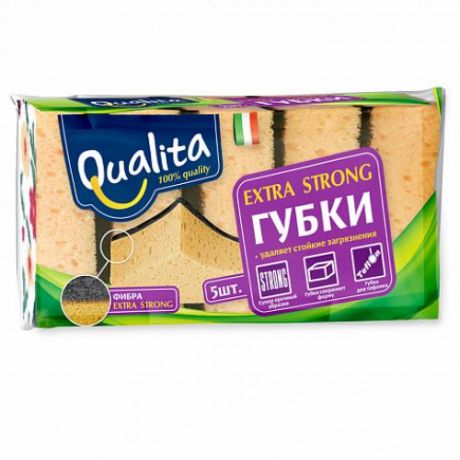 Губка для посуды Qualita, EXTRA STRONG, 5 шт