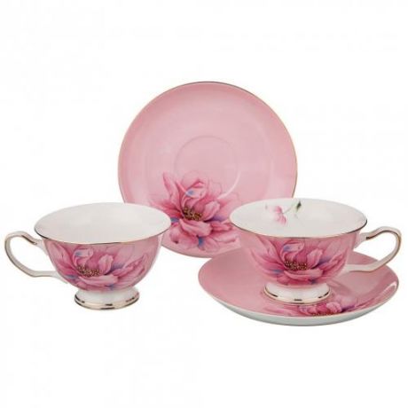 Чайный набор Lefard, 200 мл, 4 премета, розовый цветок