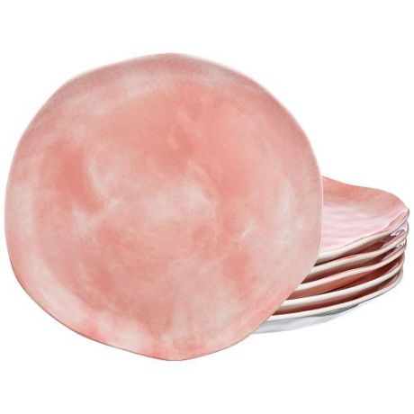 Набор десертных тарелок Lefard, Парадиз, 26 см, 6 предметов, розовый закат