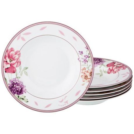 Набор суповых тарелок Lefard, 23 см, 6 предметов, белый/розовый