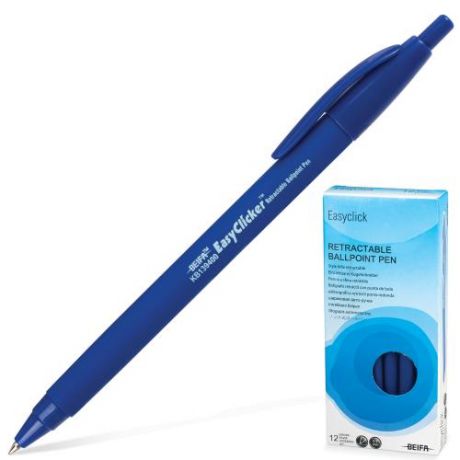 Ручка шариковая BEIFA, трехгранная, синий, автоматическая