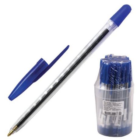 Ручка шариковая СТАММ, 111, синий, прозрачный корпус