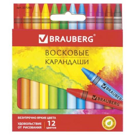 Набор восковых цветных карандашей BRAUBERG, Академия, 12 цветов