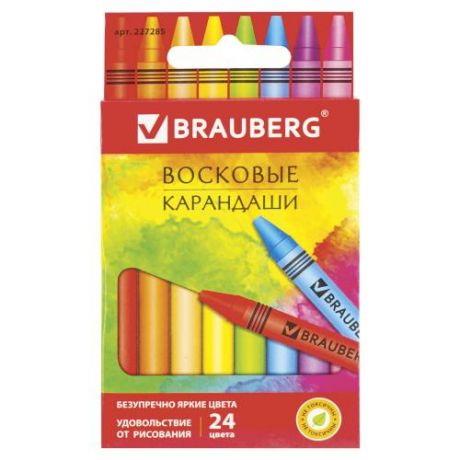 Набор восковых цветных карандашей BRAUBERG, Академия, 24 цвета