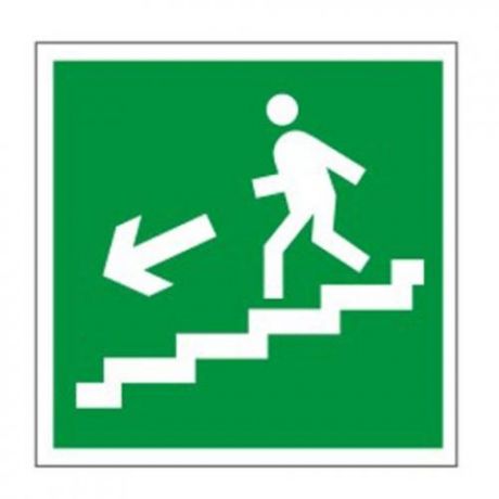 Знак эвакуационный ФОЛИАНТ, Направление к эвакуационному выходу по лестнице налево вниз, 20*20 см