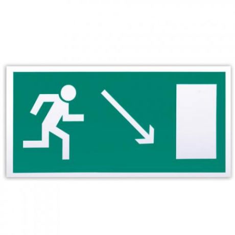 Знак эвакуационный ФОЛИАНТ, Направление к эвакуационному выходу направо вниз, 15*30 см, самоклейка