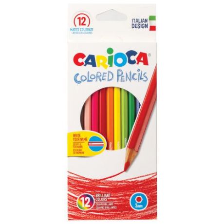 Карандаши цветные CARIOCA, 12 цветов, шестригранные