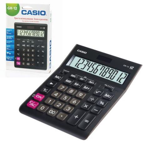 Калькулятор настольный CASIO, GR-12-W, 20,9*15,5 см