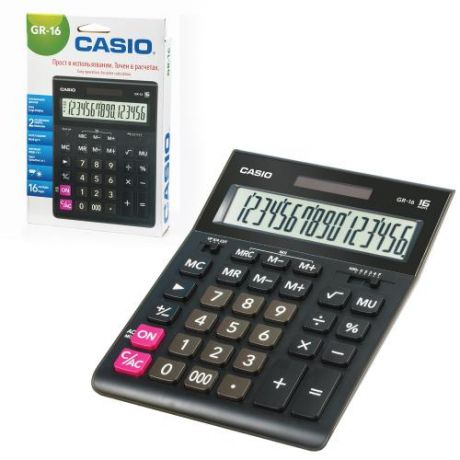Калькулятор настольный CASIO, GR-16-W, 20,9*15,5 см