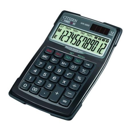 Калькулятор настольный CITIZEN, WR-3000, 15,2*10,6 см, водопыленепроницаемый