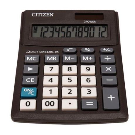 Калькулятор настольный CITIZEN, Bussiness Line, CMB1201BK, 13,6*10 см, коричневый