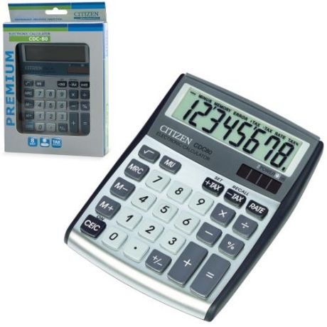 Калькулятор настольный CITIZEN, CDC-80WB, 13,5*10,8 см
