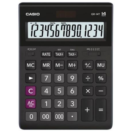 Калькулятор настольный CASIO, GR-14T-W, 21*15,5 см, черный