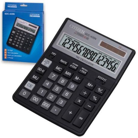 Калькулятор настольный CITIZEN, SDC-435N, 20,4*15,8 см