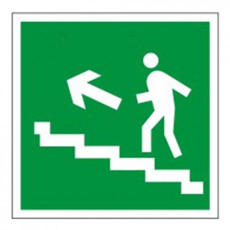 Знак эвакуационный ФОЛИАНТ, Направление к эвакуационному выходу по лестнице налево вверх, 20*20 см