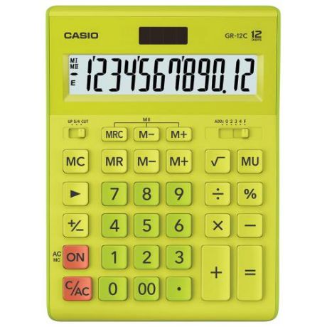 Калькулятор настольный CASIO, GR-12С-GN, 21*15,5 см, салатовый