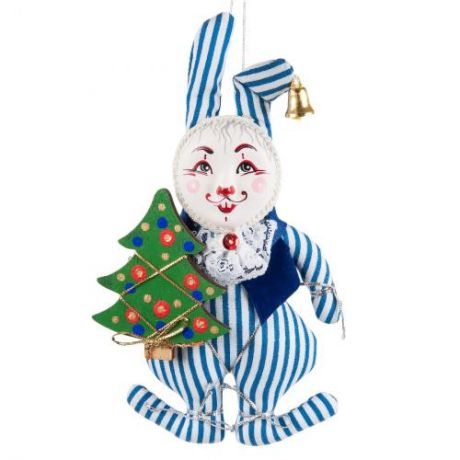 Кукла подвесная Art East, Кролик с елкой, 11*19 см, голубой/белый
