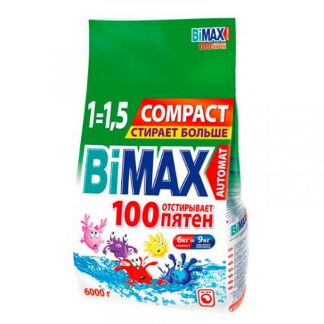 Стиральный порошок BiMAX, Автомат, Compact, 100 Пятен, 6 кг