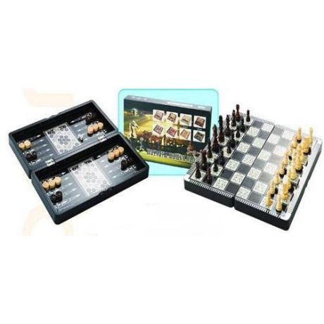 Набор настольных игр - шахматы, шашки, нарды, 3 в 1, 40*20*6 см, черный