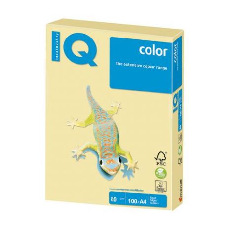 Бумага IQ, А4, 80 г/м2, 100 листов, пастель, желтый